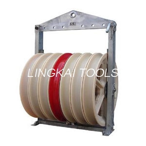 50kN Overhead Line Stringing Construction Tool Syv-hjuls Leder Stringing Pulley Blocks