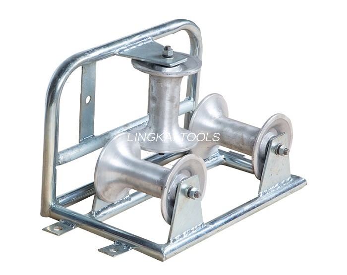 Triple Corner Ground Cable Roller Pulling Roller med aluminiumslegeringshjul