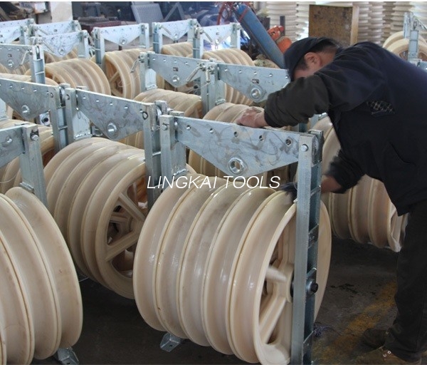 MC Nylonhjul OPGW Wire Stringing Pulley Block med galvanisert stålramme